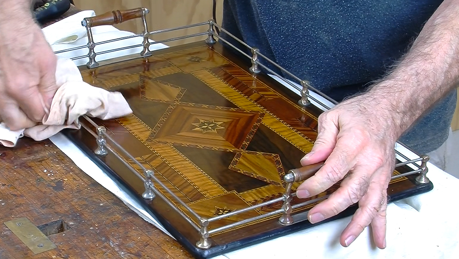 Restoration Techniques | Video tutorial – shows the restoration of an Art-Deco serving tray from start to finish. 109 mins long!